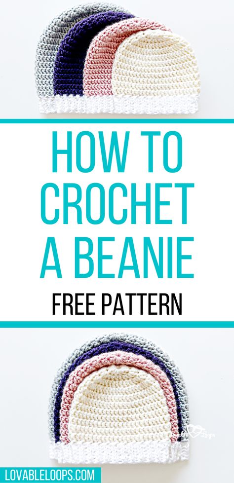 Lovable Loops unravels the mystery of How to Crochet a Beanie with our easy Crochet Beanie Pattern, perfect for all ages. This free crochet beanie pattern is designed for baby to adult sizes and is ideal for beginners. With our step-by-step guide, you'll enjoy creating a variety of crochet beanie patterns. If you're new to crochet, our easy crochet patterns will get you hooked! Visit our website now for this free pattern and start your next cozy project today. Crochet A Beanie For Beginners, Crochet A Beanie, Crochet Beanie Hat Free Pattern, Crochet Hats Free Pattern Ladies, Crochet Baby Hats Free Pattern, Beanie Pattern Free, Easy Crochet Hat Patterns, Crochet Beanie Pattern Free, Crochet Adult Hat