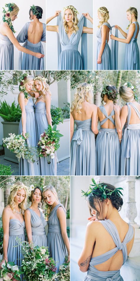 Convertible bridesmaid dresses #weddings #weddingideas #bridesmaiddresses #ads Summertime Bridesmaid Dresses, Greek Inspired Bridesmaid Dresses, Greek Style Bridesmaid Dress, Braids Made Dresses, Strapless Infinity Dress, Infinity Dress With Tulle Overlay, Tulle Infinity Dress Bridesmaid, Light Blue Infinity Dress, Wrap Bridesmaid Dresses