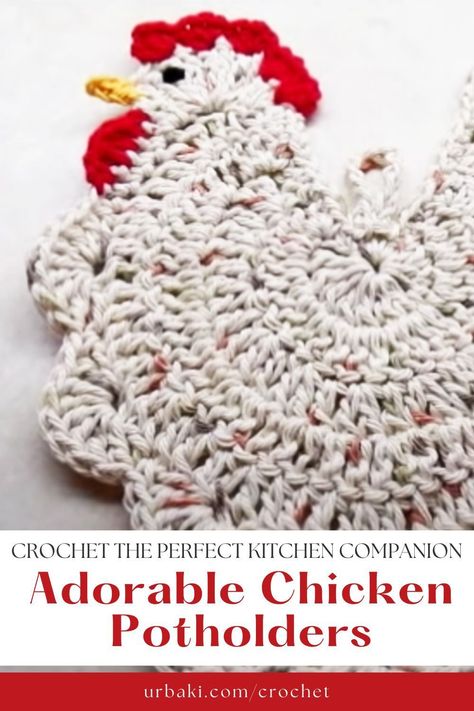 Free Crochet Pattern For Chicken Potholder, Crochet Chicken Hot Pad Free Pattern, Crochet Hen Potholder Free Pattern, Hen Potholder Pattern, Crochet Rooster Potholder Free Pattern, Crochet Chicken Trivet Pattern Free, Chicken Coaster Crochet Pattern Free, Chicken Hot Pads Free Pattern, Crochet Chicken Hot Pad