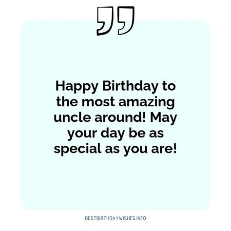 Birthdays are special occasions to celebrate and show your loved ones how much you care. If you have an uncle that you are close to, it’s important to... | # #BirthdayWishes Check more at https://www.ehindijokes.com/birthday-wishes-for-uncle/ Uncle Love Quotes, Birthday Quotes For Uncle, Happy Birthday To My Uncle, Birthday Message For Uncle, Uncle Birthday Quotes, Birthday Preparation, Birthday Wishes For Uncle, Uncle Quotes, Birthday Cousin