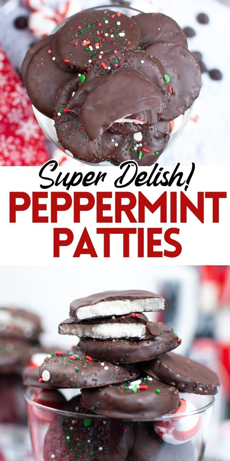 Skip the store-bought version and make these homemade peppermint patties yourself! A simple recipe that's easy to make and they taste delicious. Perfect for gifting around the holidays. York Peppermint Patty Recipes, Peppermint Patties Recipe, York Candy, Peppermint Patty Recipe, Homemade Peppermint Patties, Alpha Gal, Patty Recipe, York Peppermint Patty, Peppermint Patty