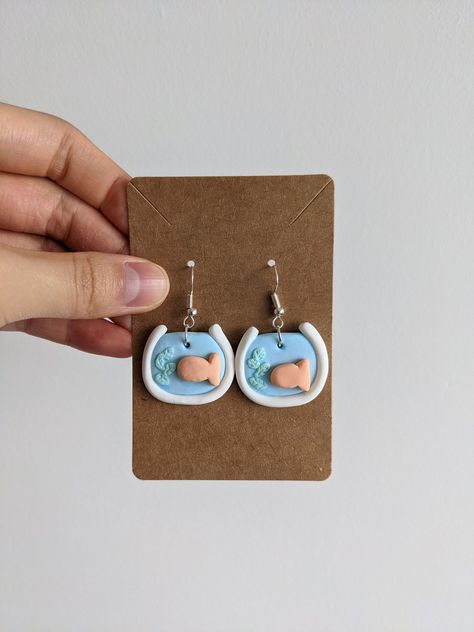 Diy Clay Earrings Aesthetic, Fish Clay Earrings, Fun Polymer Clay Earrings, Funky Clay Earrings, Fimo Clay Earrings, Homemade Clay Earrings, Clay Jewellery Handmade, Cute Polymer Clay Earrings, Cute Clay Earrings