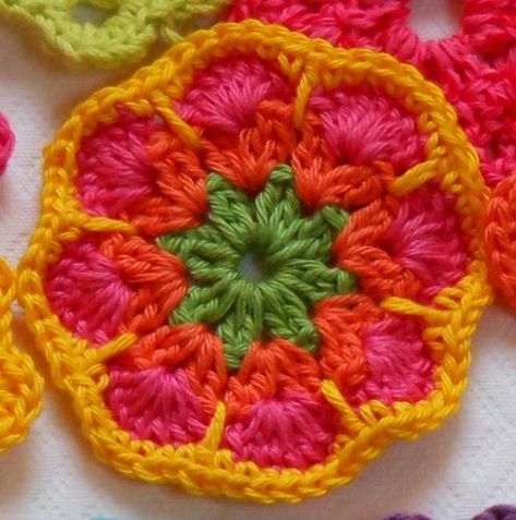 Great flower Crochet Flower Squares, Crochet African Flowers, Crochet Cowl Free Pattern, Crochet Baby Jacket, Crochet Shoes Pattern, Crochet Baby Beanie, Irish Crochet Dress, Crocheted Flowers, Yarn Thread