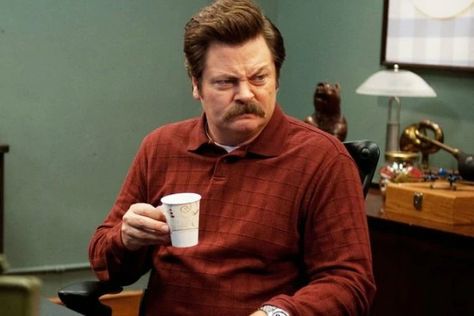 Ron Swanson Costume, Parks And Rec Cast, Celebrities Drinking, Epic Pfp, Celebrity Mugshots, Survivor Quotes, Nick Offerman, Emo Pfp, Artisan Pottery