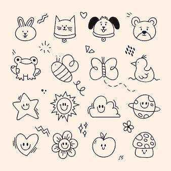 Animal doodle Vectors & Illustrations for Free Download | Freepik Cute Animals Simple Drawing, Cute Simple Doodles Love, Very Simple Doodles, How To Doodle Animals, Cute Animal Doodles Kawaii, Doodle Stickers Hand Drawn, Cute Animal Cards, Funny Animal Doodles, Easy Doodles Drawings Cute