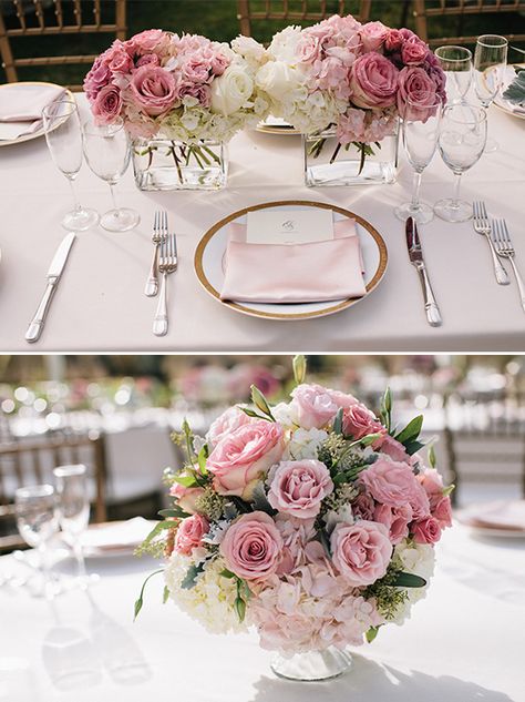 Pink And Gold Wedding, Popular Wedding, Wedding Deco, Flower Centerpieces, Pink Wedding, Reception Decorations, The Table, Gold Wedding, Wedding Centerpieces