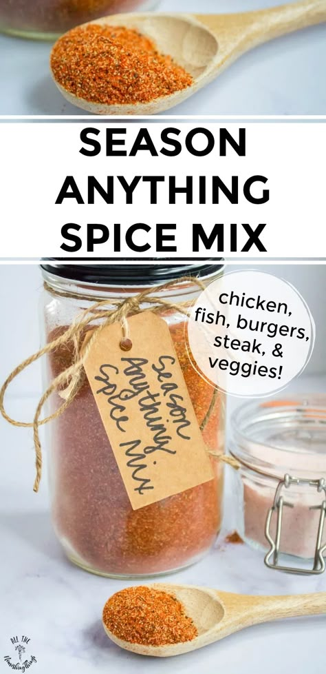 Use this healthy Season Anything Spice Mix for all your grilling, cooking meats, and roasting veggies. It's a paleo, real food, keto, MSG-free seasoning blend that's awesome on chicken, pork, fish, steak, veggies, and more! #allthenourishingthings #spices #herbs #grilling #chickenrecipes #spiceblend #homemade Steak Veggies, Fish Steak, Homemade Dry Mixes, Homemade Spice Mix, Homemade Seasoning, Spice Blends Recipes, Diy Mixes, Meat Seasoning, Spice Mix Recipes