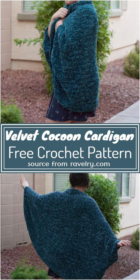 Velvet Cocoon Cardigan Crochet Pattern #freecrochetpattern #crochetvelvet #freecrochetvelvet #freecrochetvelvetpattern