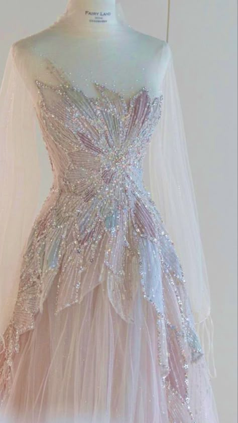 Fairy Gowns Princesses, Floral Gown Aesthetic, Designer Ball Gowns Couture, Fairy Themed Wedding Dress Bridesmaid, Types Of Dress Skirts, Over The Top Dress, Padme Inspired Dress, Once Upon A Time Prom Theme Dress, Ball Outfits Aesthetic