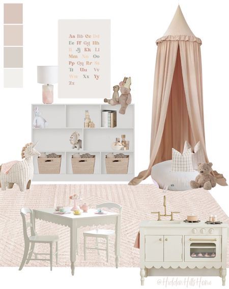 Girls Toy Room Ideas, Girl Toddler Playroom, Blush Playroom, Girls Playroom Decor, Aesthetic Playroom Ideas, Baby Girl Playroom Ideas, Girly Playroom Ideas, Playroom Ideas Girl, Toddler Girl Playroom Ideas