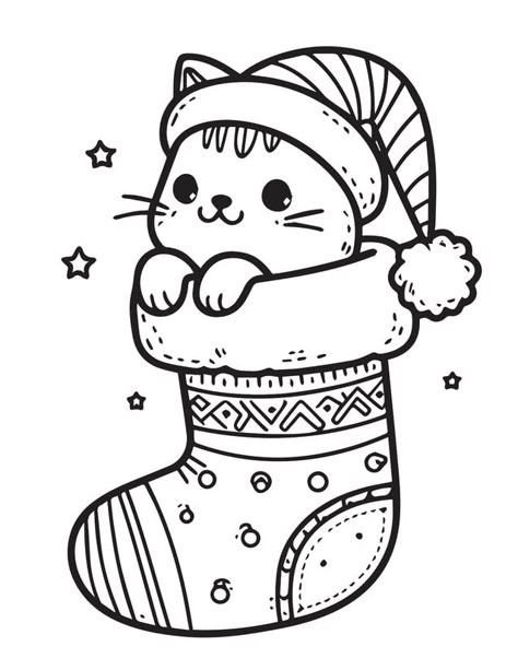 Christmas Cats Drawing Cute, Christmas Cats Coloring Pages, Christmas Cat Coloring Pages Free Printable, Christmas Animals Coloring Pages, Free Coloring Pages Animals, Christmas Coloring Pages Cute, Christmas Coloring Pages Adult, Christmas Cat Coloring Pages, Kitty Coloring Pages Free Printable