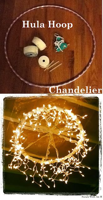 Hula Hoop Chandelier, Hoop Chandelier, Do It Yourself Decoration, Diy String Lights, Easy Diy Home Decor, Outdoor Christmas Decor, Diy Bebe, Dekor Diy