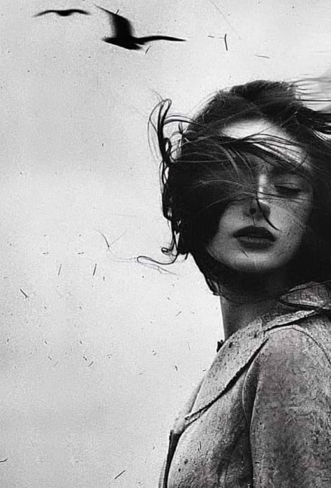 Emotional Portrait Photography, Emotional Photoshoot Ideas, Hair In The Wind, Bw Photo, Portrait Inspiration, Photography Women, Photography Inspo, Beautiful Photography, Portrait Art