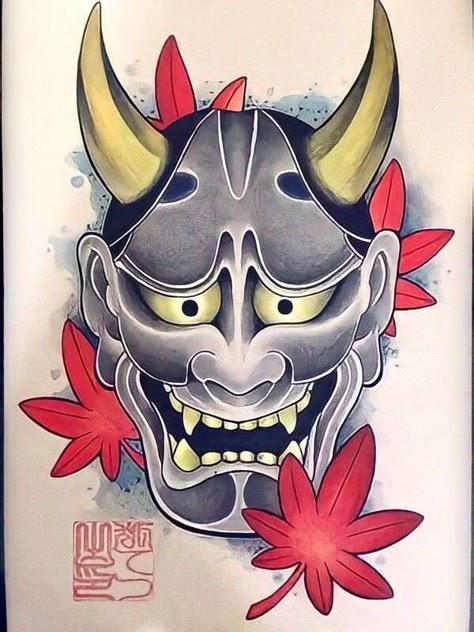 Hannya Mask Traditional Tattoo, ဗြဲခေါင်း Tattoo Black, Henya Masks Tattoo, ဗြဲခေါင်း Tattoo, Hanya Mask Drawing, Kabuki Mask Tattoo, Hanya Mask Tattoo Design, Hannya Mask Tattoo Design, Hannya Maske Tattoo