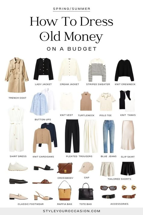 How to Dress Quiet Luxury (on a Budget): 15+ Chic Old Money Outfits on a Budget. Dress in classic and sophisticated old money outfits on a budget! Explore our affordable selection for old money style on a budget in our quiet luxury capsule wardrobe for spring and summer 2024. Find quiet luxury outfits and over 15 chic outfit ideas for spring and summer. Old Money Mum Outfit, How To Build An Old Money Wardrobe, Quiet Luxury Fashion Petite, Luxury Look Outfit Woman, Mid Size Old Money Outfits, Old Money Mom Outfits, Old Money Midsize, Quiet Luxury Capsule Wardrobe, Nancy Meyers Aesthetic Outfits