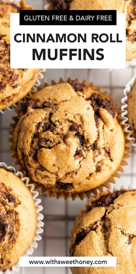 Muffins Dairy Free, Gluten Free Dairy Free Muffins, Low Sugar Muffins, Sugar Free Muffins, Gf Muffins, Dairy Free Muffins, Gluten Free Cinnamon, Cinnamon Roll Muffins, Muffins Gluten Free