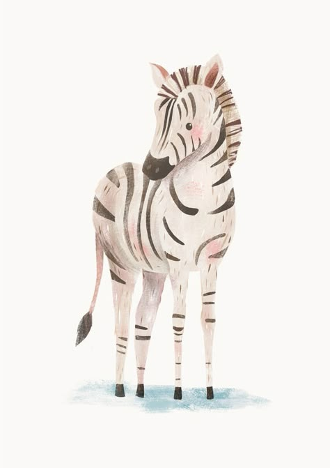 Baby Animal Painting, Zebra Drawing, Zebra Illustration, Animal Illustration Kids, Animal Illustration Art, Baby Illustration, Zebras Animal, Illustration Procreate, Kids Art Prints