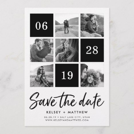 Collage Black And White, Safe The Date, Save The Date Pictures, Grid Collage, Collage Black, Unique Wedding Cards, Unique Save The Dates, Trendy Bride, Photo Save The Date