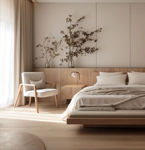 Muji Style Bedroom Design, Small Bedroom Classic Design, Minimal Elegant Bedroom, Japandi Interiors Bedroom Apartment, Japandi Loft Bedroom, Muji Interior Design Bedroom, Simple Minimalist Bedroom Ideas, Modern Japandi Bedroom Design, Bedroom Calm Aesthetic