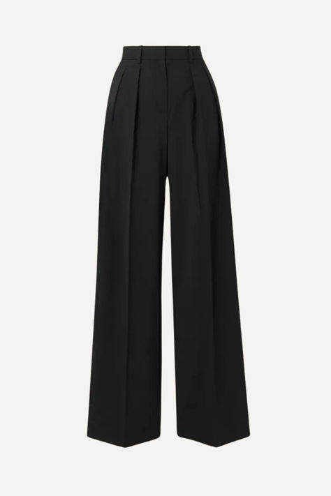 #ad Theory Smart High Waist Black Double-Pleat Pants - Trousers - Corporate Wear - Office Outfit Corporate Pants Women, Smart Trousers Outfit Women, Elegant Trousers Outfit, Pant Trousers Women Outfit, Pleated Trousers Outfit, Glass Outfit, Office Trousers Women, Pleated Pants Outfit, Shifting Wardrobe