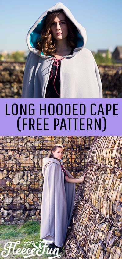 Make this amazing long hooded cape that is perfect for Halloween, Cosplay and warmth! Easy to follow tutorial with written and video instructions. #costumepattern #capesewingpattern #sewingpatternfree ##capesewing #pattern #sewingforbeginners #sewing Long Hooded Cloak Pattern, Full Circle Hooded Cloak Pattern, Blanket Cloak Diy, Winter Cloak Pattern, Free Cloak Pattern, Diy Cloak Pattern, Coat Sewing Pattern Free, Cloak Pattern Hooded, Hooded Cloak Pattern Free