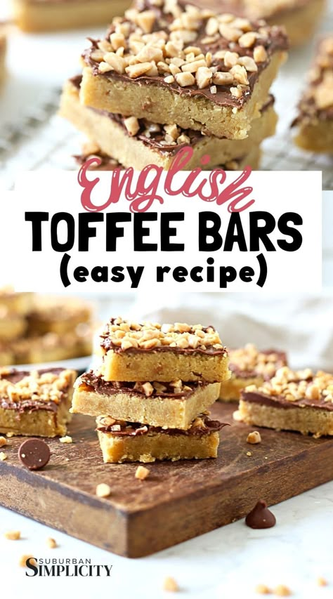 Toffee Chocolate Chip Shortbread Cookies, Toffee Nut Bars, What To Make With Toffee Bits, Betty Crocker Toffee Bars, Butter Toffee Bars, Score Bars Recipe, Easy Toffee Bars, Recipes Using Heath Candy Bars, Recipe With Heath Bits