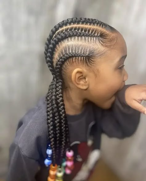 Kiddies Braid Hairstyles: 40 Stylish Ideas to Beautify Your Daughter Kid Straight Back Braids, Braids On Little Black Girls, Cute Kids Hairstyles Braids, Feed In Braids Hairstyles For Kids, Cornrows Kids Girl Hairstyles, Braids Little Black Girls For Kids, Cornrow Styles For Girls Black Kids, Kid Stitch Braids, Lil Black Girls Braided Hairstyles