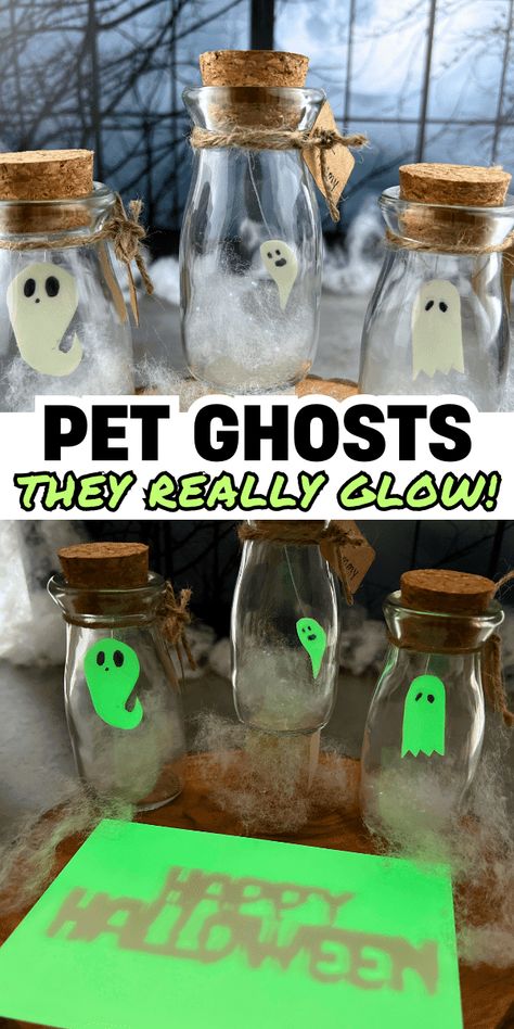 Halloween For Classroom Party, Halloween Decorations For Breakroom, Halloween Candy Activities, Cute Halloween Diy Gifts, Handing Out Candy Ideas, Halloween Craft School Party, Halloween Party Craft 5th Grade, Ghosts In A Bottle, Hot Glue Ghost