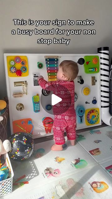 Kimari on Instagram: "This is your sign to make a busy board #busyboard #babycrafts #baby #gift" Busy Board Wall, Baby Busy Board Diy, Make A Busy Board, Baby Room Activities, Baby Busy Board, Diy Busy Board, Diy Sensory Board, Busy Board Baby, Sensory Ideas