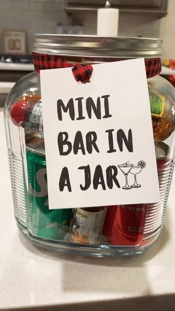 Mini Bar In A Jar, Mini Alcohol Bottles Gifts, Mini Alcohol Gifts, Bar Gift Basket, Bar In A Jar, Alcohol Gift Baskets, Mini Alcohol Bottles, Liquor Gifts, Mini Liquor Bottles