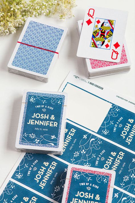 “Two of a Kind” Playing Card Wedding Favors via Evermine Wedding Deck Of Cards, Playing Cards Wedding, Personalized Deck Of Cards, Wedding Favor Ideas, Custom Playing Cards, Two Of A Kind, Wedding Activities, Future Wedding Plans, Favor Ideas