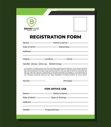 Registration Form Printable School Vector Design Template#pikbest#Templates School Registration Form, Registration Form Design, Simple English Sentences, Prayer For Wisdom, English Corner, School Vector, Green Leaf Background, Printable School, Teaching Plan