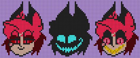 Hazbin Hotel Cross Stitch, Hazbin Hotel Pixel Art, Anime Pixel, Fuse Bead Patterns, Pixel Art Grid, Graph Design, Tapestry Crochet Patterns, Minecraft Pixel Art, Anime Pixel Art