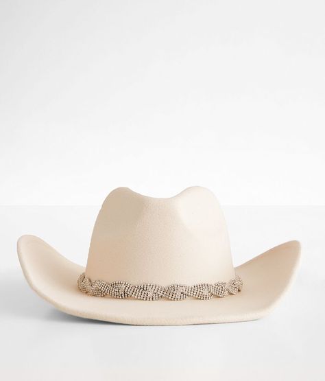 Rhinestone Band Cowboy Hat - Cream , Women's Ivory Faux suede structured hat Interior cinch tie band 3 1/2 brim One size fits most. 90% Polyester 10% Alloy. Machine wash cold. Do not bleach. Do not tumble dry. Cool iron. Do not dry clean. Apparel & Accessories > Clothing Accessories > Hats Cowboy Hats Women, Hat Cream, The Fame, Women's Hats, Hat For Women, Accessories Clothing, Cowboy Hat, Hats For Women, Cowboy Hats