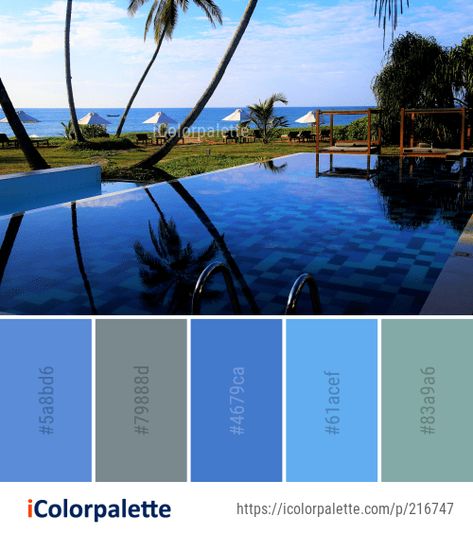 Color Palette Ideas from Resort Swimming Pool Water Image Resort Color Palette, Pool Color Palette, Pool Colours, Resort Swimming Pool, Beautiful Flower Beds, Popular Color Palettes, Best Color Palettes, Paint Pallet, Palette Projects