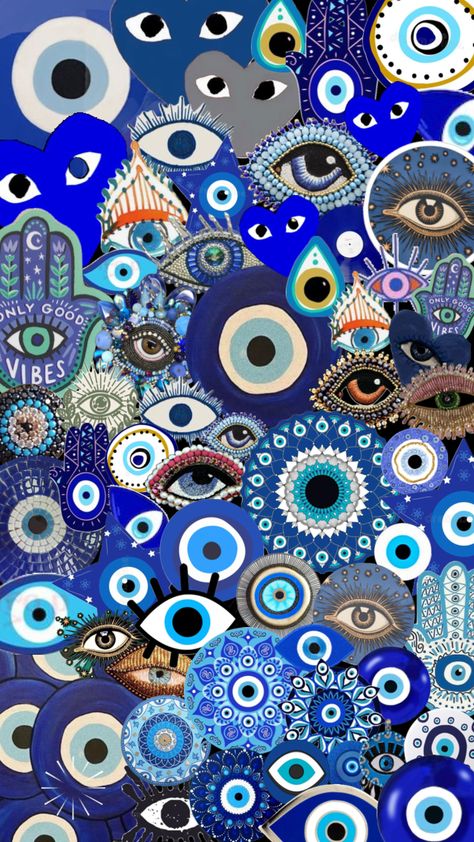 Whatsapp Wallpaper Vintage, Wallpapers Evil Eye, Phone Backgrounds Blue, Flor Iphone Wallpaper, Pretty Phone Backgrounds, Hamsa Art, Backgrounds Blue, Evil Eye Art, Eyes Wallpaper