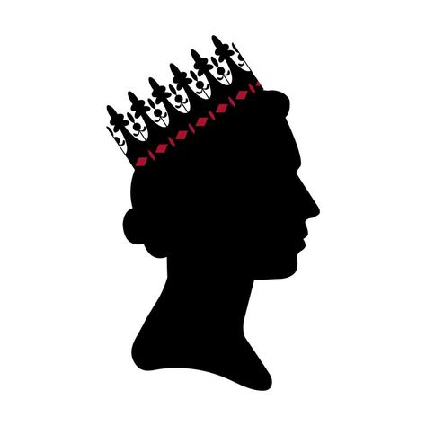 Luxury Cake, Black Silhouette, Side View, Queen Elizabeth, The Crown, Great Britain, Human Silhouette, The Black, Vector Art