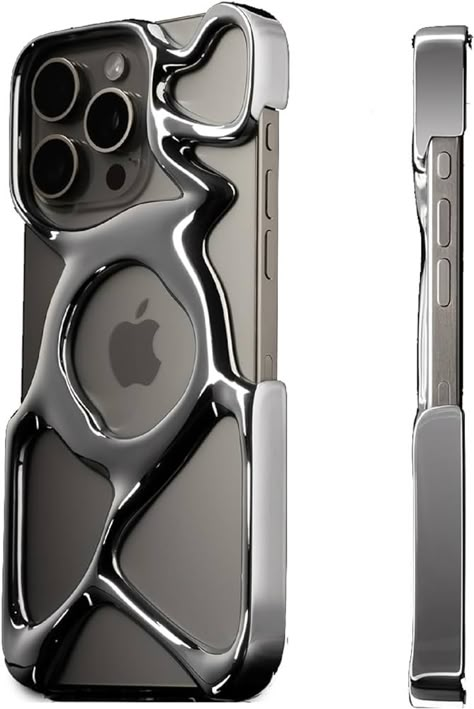 Amazon.com: Angry miao Emptiness Phone Case for iPhone 15 Pro Max Case(Only), Compatible with MagSafe, 22g Lightweight, Heat Dissipation, Ample Protection Silver : Cell Phones & Accessories Mens Iphone Case, Dark Empress, Exo Skeleton, Metal Iphone Case, Phone Case By Types, Fashion Dark, Magsafe Accessories, 2024 Year, Apple Phone Case