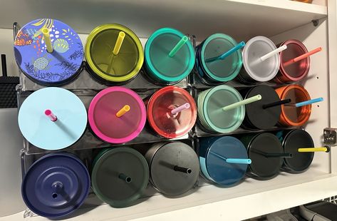 Starbucks Tumbler Organization Ideas, Organizing Starbucks Tumblers, Starbucks Cup Organizer, Organize Starbucks Tumblers, Starbucks Cups Organization Ideas, Starbucks Cup Storage, Starbucks Tumbler Storage Ideas, Tumbler Organization Storage Ideas, Starbucks Cup Storage Ideas