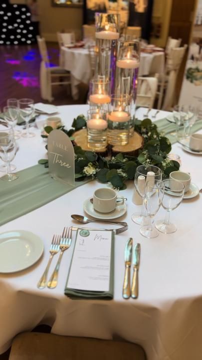 TikTok · G&L Elegant Occasions Wedding Tiktok, Green Table Settings, Silver Wedding Decorations, Candle Wedding Centerpieces, Sage Wedding, Sage Green Wedding, Green Table, Wedding 2024, Wedding Table Settings