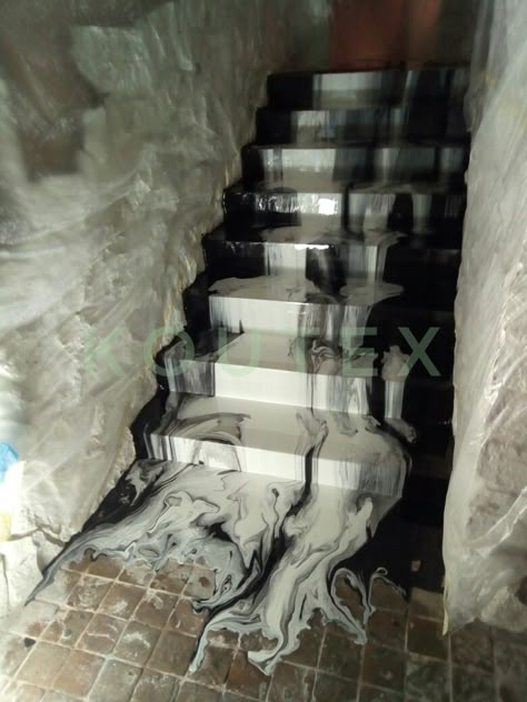 Staircase Glass Design, Staircase Glass, Resin Floors, Epoxy Floor Designs, Stained Floors, Epoxy Floors, Concrete Stained Floors, Stairway Design, Floor Ideas