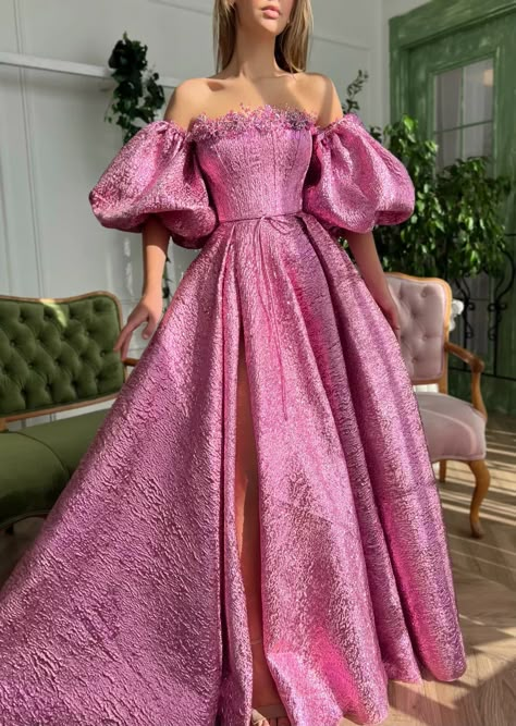 Brocade Prom Dress, Barbie Dress Women, Puffy Dresses Ball Gowns, Prom Dresses With Puffy Sleeves, Beads Design On Dress, Barbie Dress For Women, Prom Dress With Puffy Sleeves, Puffy Shoulder Dress, Dresses With Puffy Sleeves