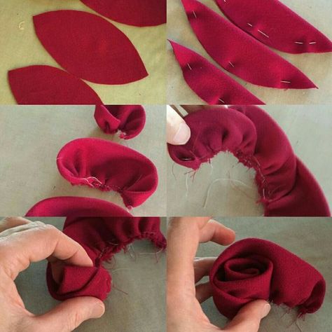 Fabric Roses Diy, Make Flowers, Making Fabric Flowers, Rose Pillow, Fabric Flower Tutorial, Velvet Rose, Handmade Flowers Fabric, Sewing Tutorials Clothes, Sewing Crafts Tutorials