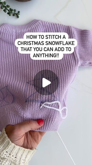 Hand embroided personalised sweaters - Pixie&Me on Instagram: "11 days until our CHRISTMAS DIY kits launch! I have been so busy today in the workshop prepping for this! I hope you love the kits as much as I do!   This snowflake tutorial will be amongst the videos you will receive as part of your kit! I will voice guide you through it! 🧚🧚🧚🧚  The kits are awesome! You’re going to love it! Optional sweater to be included too from our new range 😍😍  What do you think of our beginner friendly snowflake? Would you give this one a try??   Renee   #christmasembroidery #learntoembroider #yarn #snowflakestitch #howtoembroidasnowflake" Embellish Hoodie Diy, How To Embroider A Snowflake, Crochet Snowflake Sweater, New Year Embroidery Designs, Embroider Sweaters Diy, Christmas Hand Embroidered Sweater, Scarf Embroidery Ideas, Hand Embroidered Sweatshirt Ideas, Embroidery Christmas Sweater