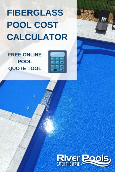 Wondering how much your fiberglass pool will cost? Try our 100% free online pool cost calculator to see how much your pool will cost based on the chosen size, features, and upgrades. #swimmingpools #pools #home Plunge Pool Cost, Fiberglass Pool Cost, Inground Pool Cost, Fiberglass Pool Installation, Swimming Pool Prices, Swimming Pool Size, Concrete Swimming Pool, Pool Cost, Pool Paint