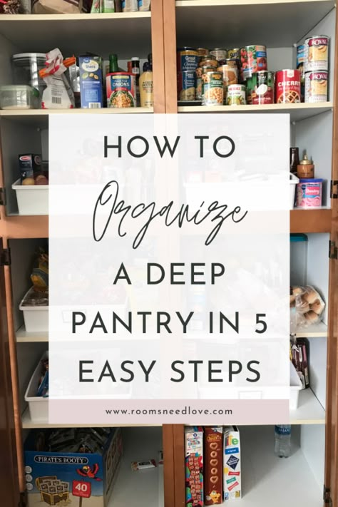 Organize A Deep Pantry, Pantry Shelf Organizer, Deep Pantry Organization, Narrow Pantry, Kitchen Cupboard Organization, Deep Pantry, Small Pantry Organization, Organized Pantry, Pantry Organisation