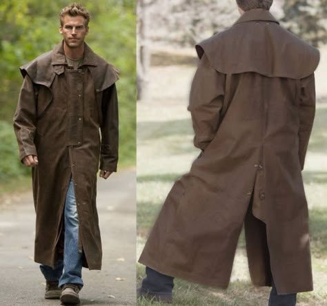 Long Mens Coat, Leather Duster Coat Men, Duster Trench Coat, Duster Coat Men, Duster Jacket Men, Outfits With A Trench Coat, Mens Duster Coat, Carhartt Shirt Jacket, Western Duster