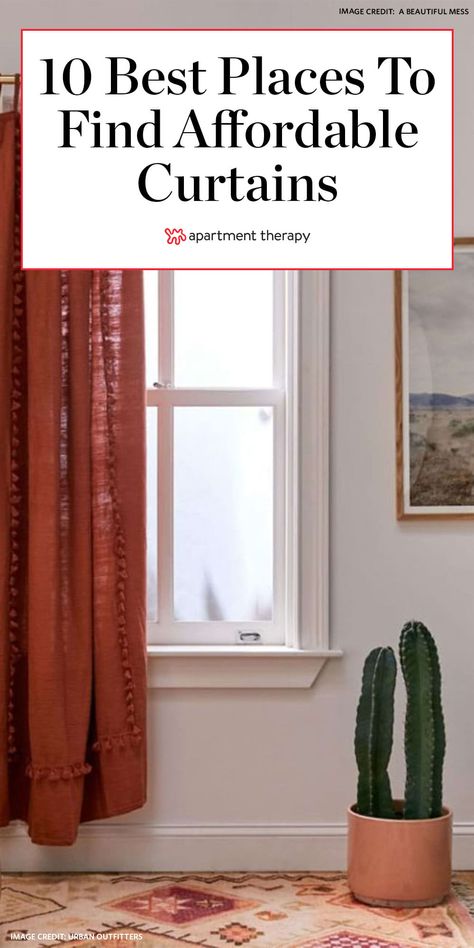 10 of Our Favorite Places to Buy Curtains at Every Price Point Curtains For Apartment Windows, One Curtain Panel On Window, One Window Curtain Ideas, Small Bedroom Curtains, Curtains For Short Windows In Bedroom, How To Pick Curtain Color, Simple Curtains Living Room, How To Style Curtains, How To Choose Curtain Color