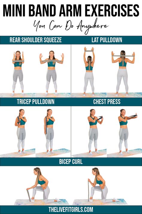 Band Arm Exercises, Excersise Band Workout, Mini Band Exercises, Resistance Band Arms, Resistance Band Arm Workout, Arm Workout With Bands, Arm Workout Women, Arm Workouts, Arm Exercises