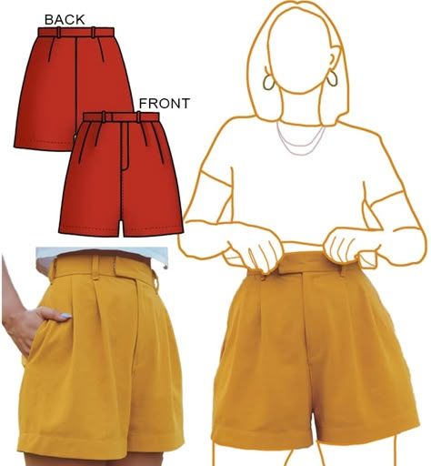 Diy Clothes Patterns For Women, Shorts Sewing Pattern Free, Blouse Sewing Pattern Free, Shorts Pattern Women, Shorts Pattern Free, Diy Sy, Sewing Shorts, Sewing Patterns For Women, Sewing Projects Clothes